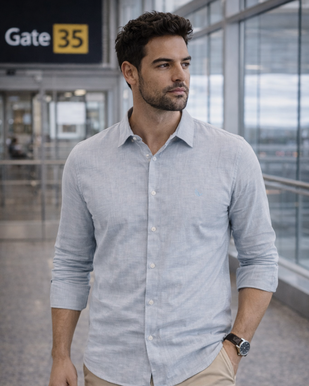 Camisa Social Manga Longa Slim Fit Flamê