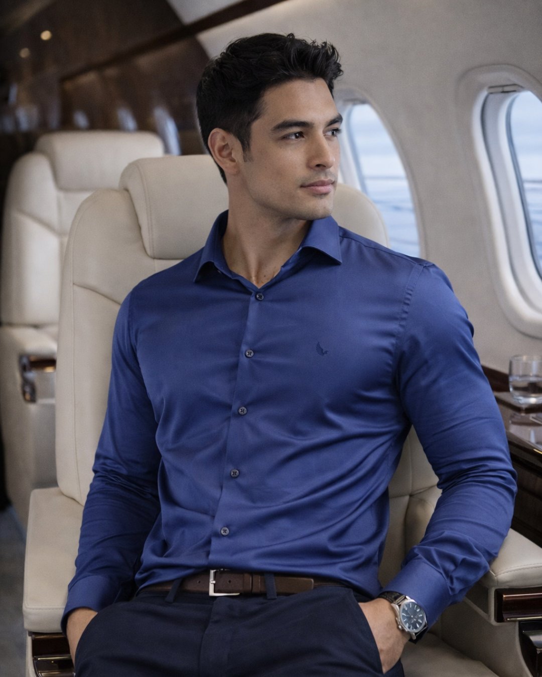 Camisa Manga Longa Slim Fit Algodão Egípcio