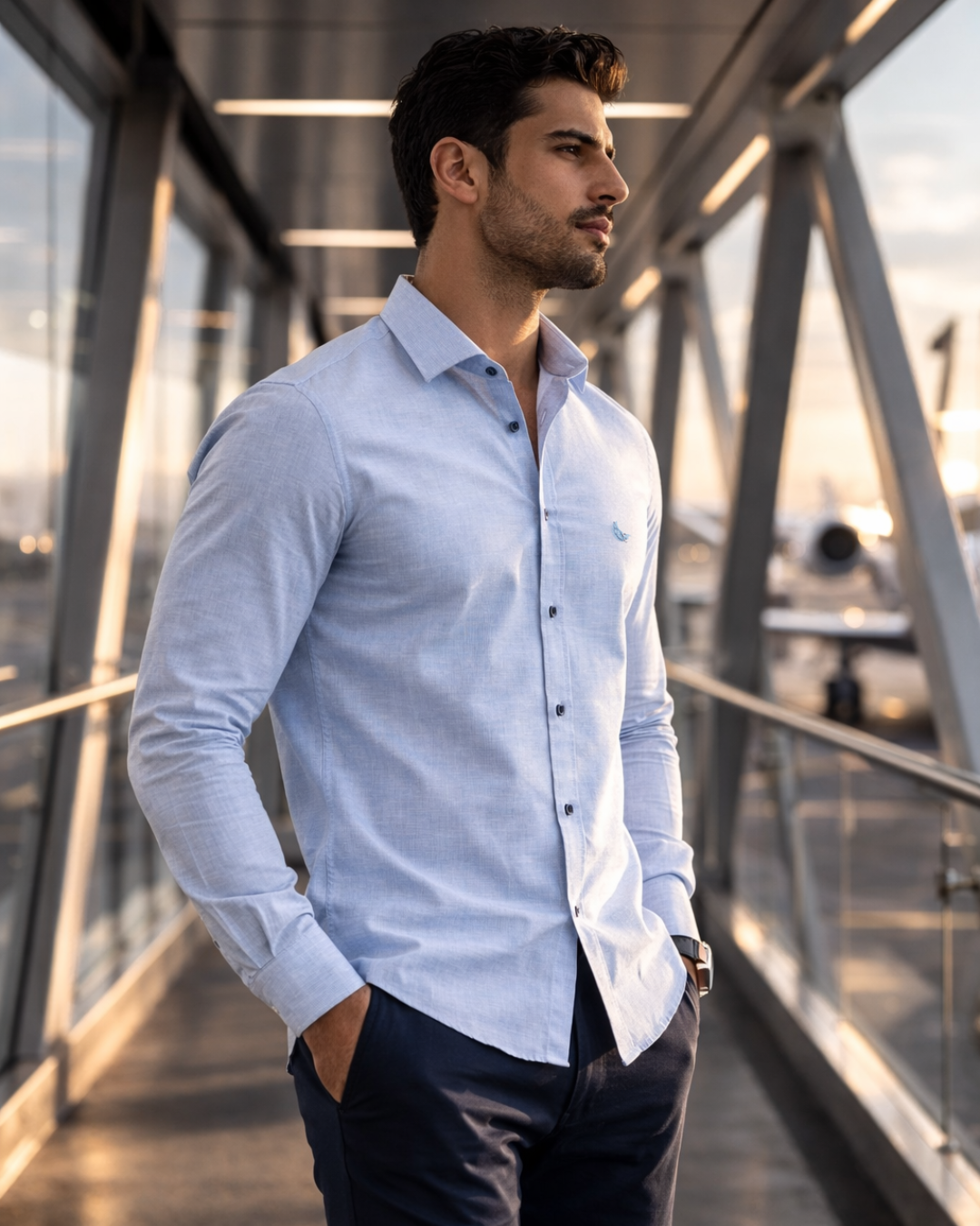 Camisa Oxford Pima Algodão Fio 80 Manga Longa Slim Fit